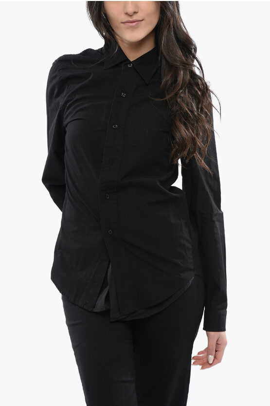 R13 Cotton Poplin Foldout Shirt With Ton On Ton Silk Detail