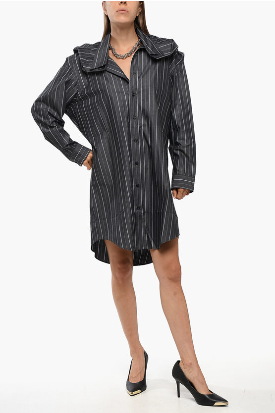 Y/project Cotton Poplin Maxi Shirt Dress With Chain In Black