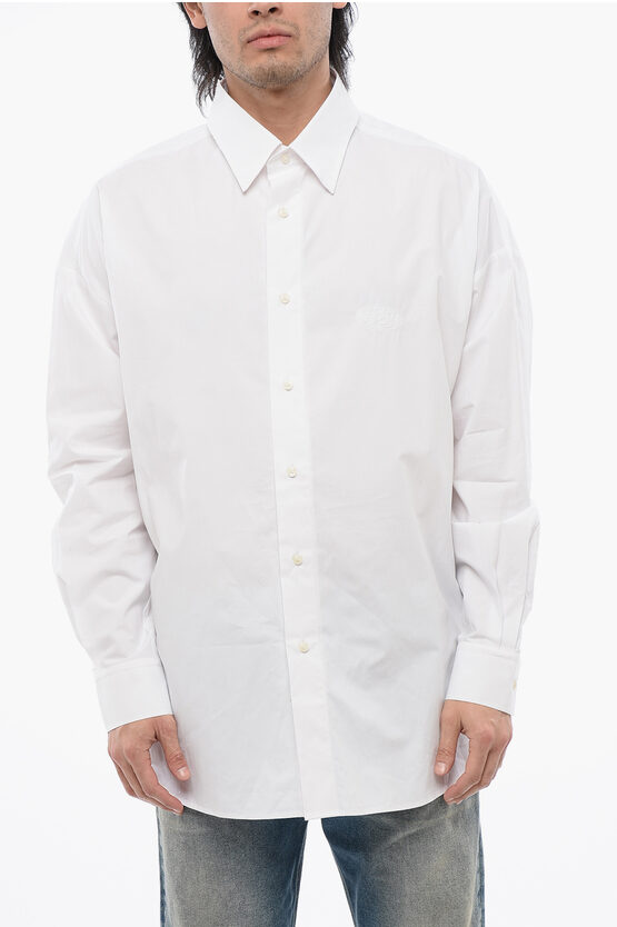 Diesel Cotton Poplin S-doubly-plain Shirt With Tone On Tone Embroid