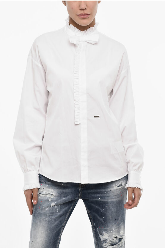 Dsquared2 Cotton Poplin Shirt With Bow Collar