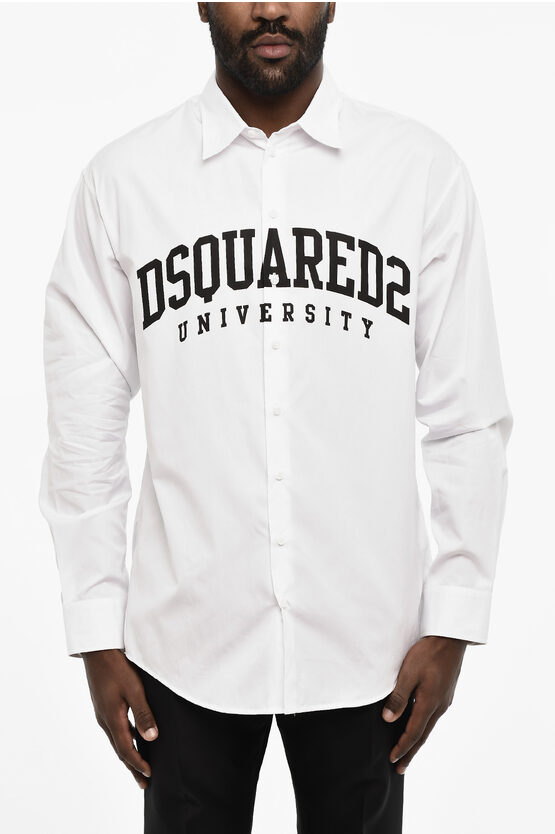 Dsquared2 Cotton Poplin Shirt With Contrast Logo
