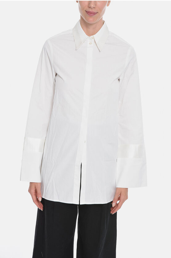 Bite Studios Cotton-poplin Shirt With Silk Details In White