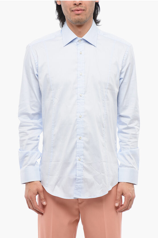 Brian Dales Cotton Poplin Shirt With Spread Collar