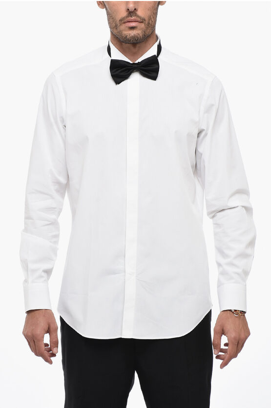 Shop Bagutta Cotton Poplin Shirt With Wing Collar