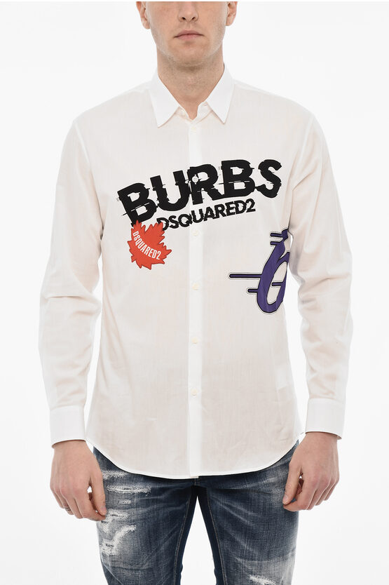 DSQUARED2 COTTON PRINTED SHIRT WITH CLASSIC COLLAR