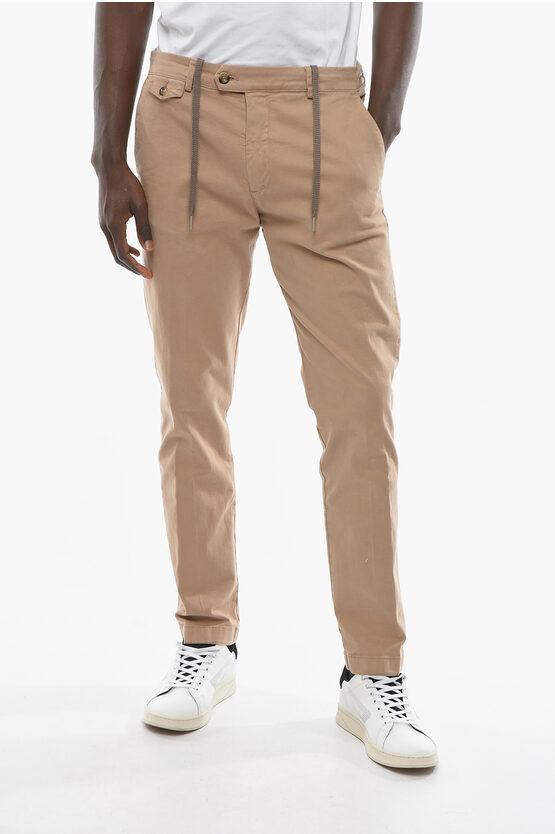 Cruna Cotton Raval Chino Trousers With Belt Loops In Brown