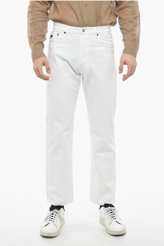 Prada Cotton Regular Fit Denims With Belt Loops 18cm In White