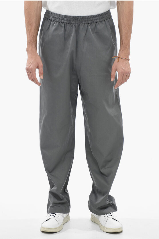 Acne Studios Cotton Regular Fit Pants With Elastic Waistband In Gray