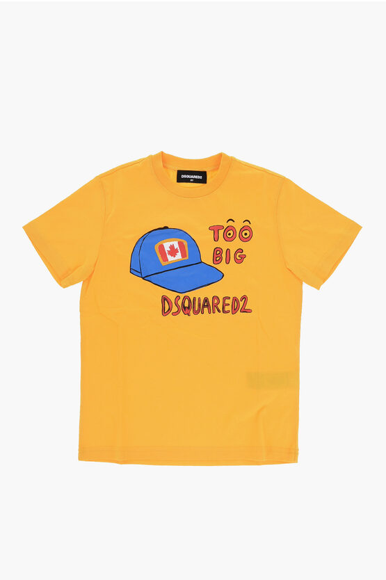 Shop Dsquared2 Cotton Relax Crew-neck T-shirt With Maxi Print