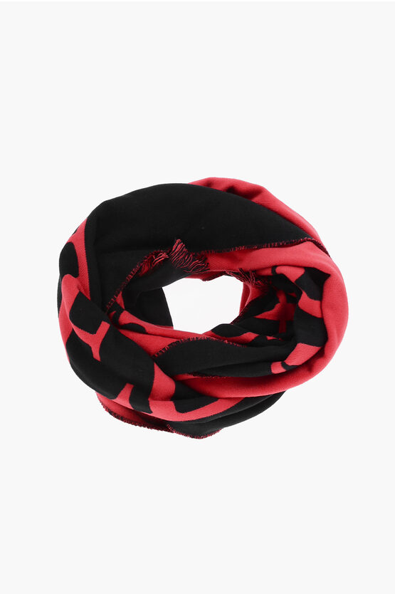 Shop Alexander Mcqueen Cotton Reversible Scarf With Fringes