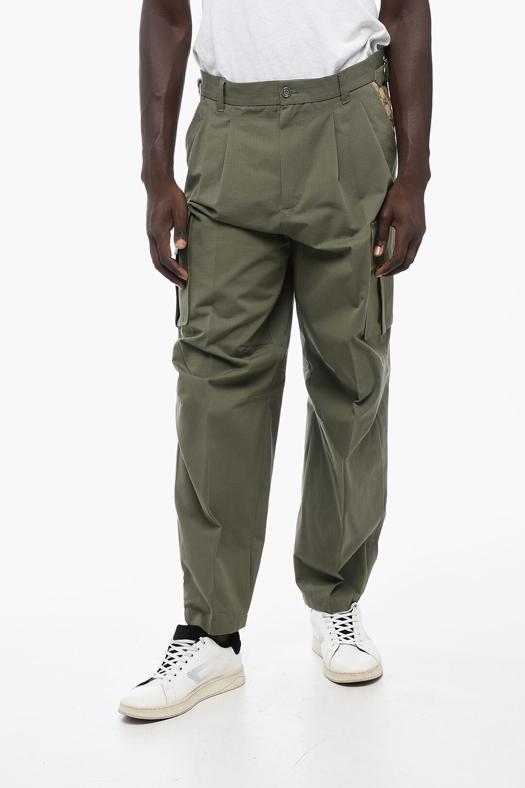 Gucci Cotton Ripstop Cargo Pants with Monogram Fabric