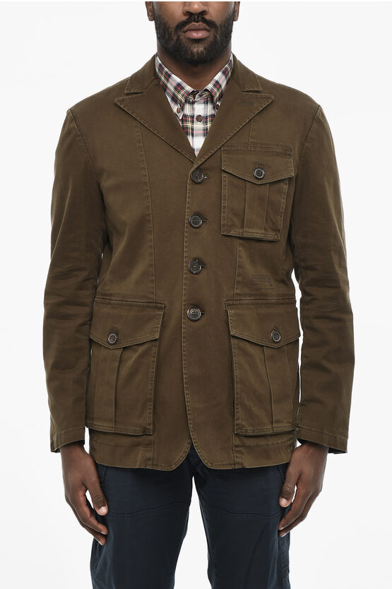 Dsquared2 Cotton Sahariana Blazer With Logoed Buttons