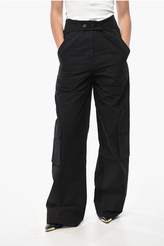The Andamane Cotton Sarah Casual Pants With Buttons In Black