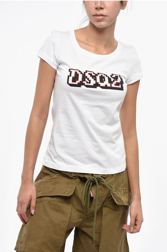 Dsquared2 Cotton Scoop Fit Crew-neck T-shirt With Monogram In Black