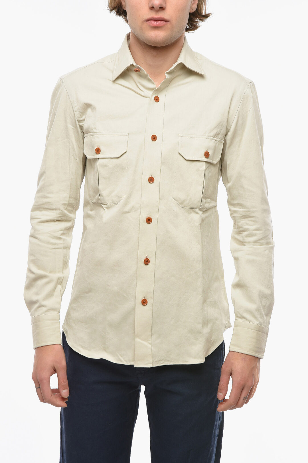 Salvatore Piccolo Cotton Shirt with Double Breast Pocket men - Glamood ...