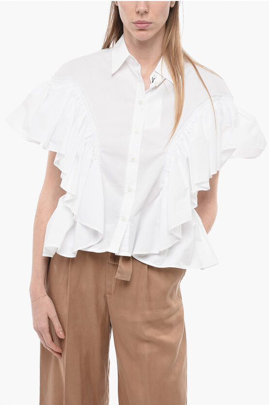 Shop Az Factory Cotton Shirt With Ruffled Sleeves And Bottom