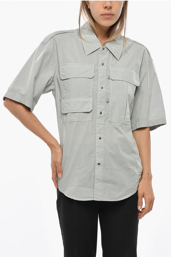 Lemaire Cotton Shirt With Utility Pockets In Neutral