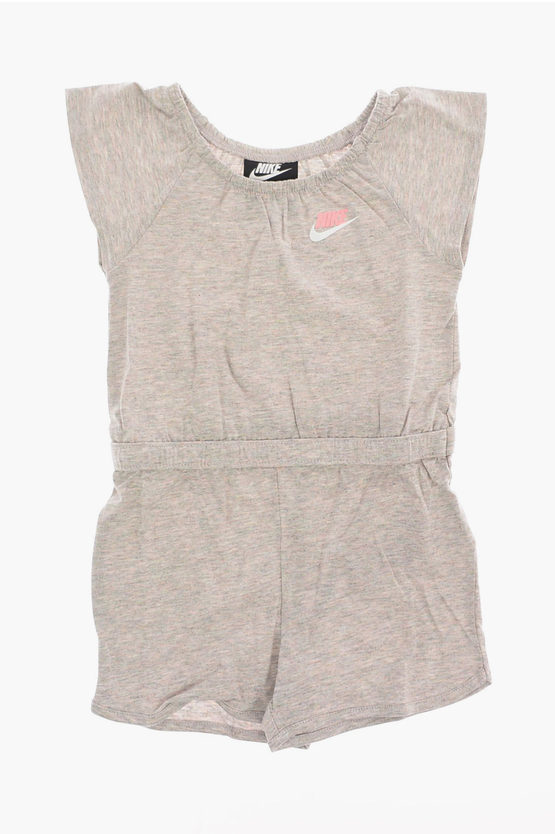 Nike Cotton Short Sleeve Playsuit In Gray
