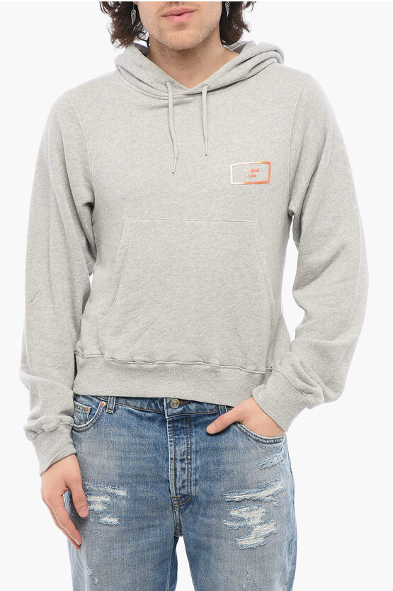 Martine Rose Cotton Shrunken Hoodie With Patch Pocket