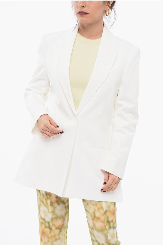 Shop Calvin Klein Cotton Single Breasted Blazer With Jetted Pocketd