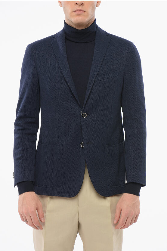 Nino Danieli Cotton Single Breasted Blazer With Patch Pockets In Blue