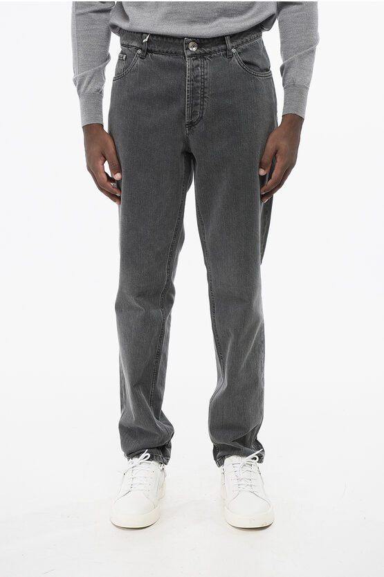 Brunello Cucinelli Cotton Slim Fit Denims With Belt Loops 16cm