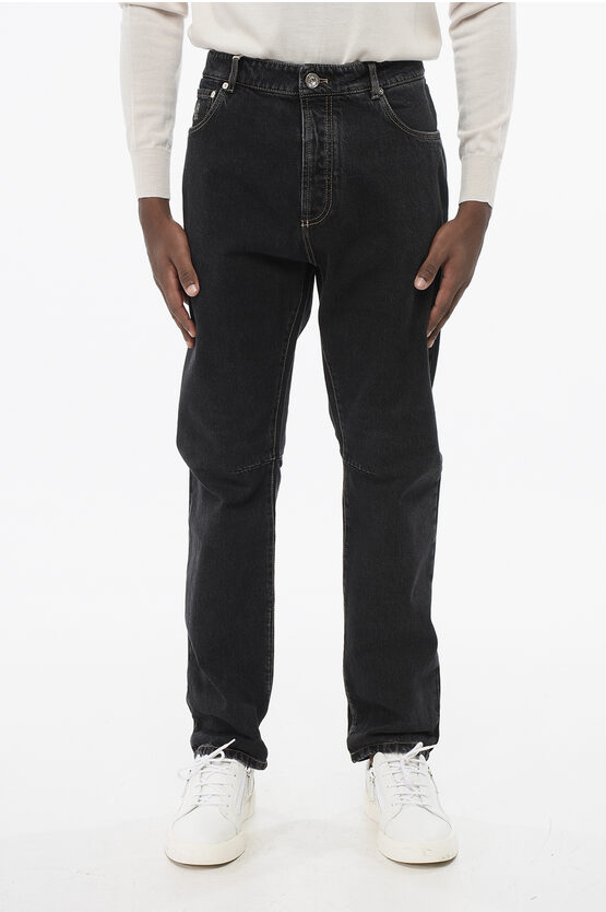 Brunello Cucinelli Cotton Slim Fit Denims With Belt Loops 16cm