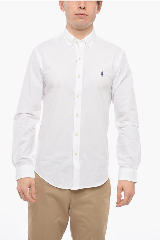 Polo Ralph Lauren Cotton Slim Fit Shirt With Button-down Collar In White