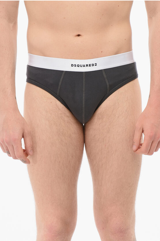 Dsquared2 Cotton Slip With Logoed Waistband