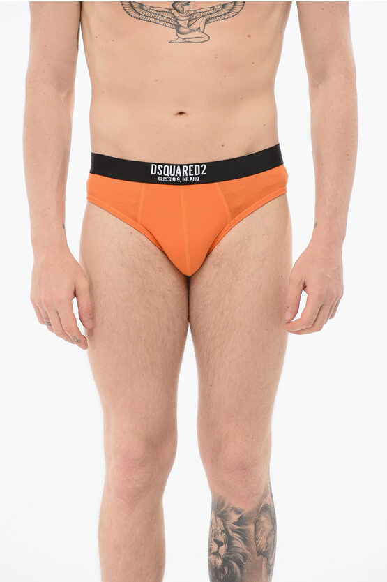 Dsquared2 Cotton Slip With Logoed Waistband