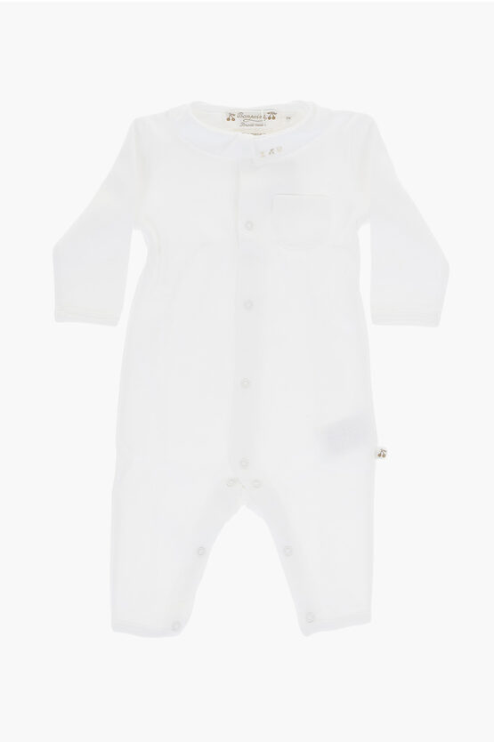 Shop Bonpoint Cotton Solid Color Bodysuit With Breast Pocket