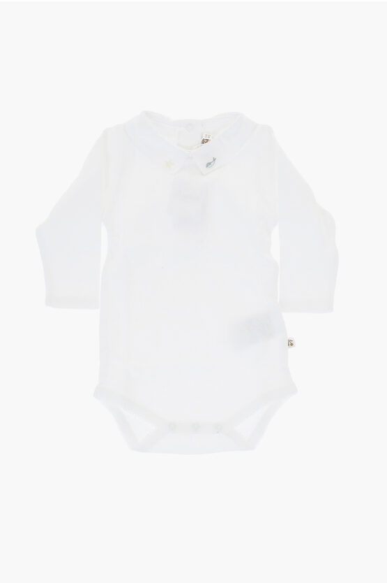 Shop Bonpoint Cotton Solid Color Bodysuit With Collar