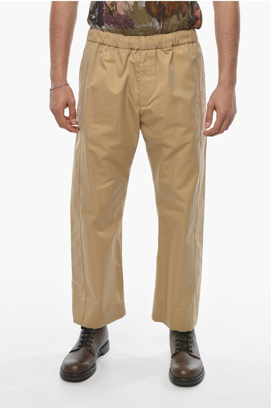 Alexander Mcqueen Cotton Straight-leg Pants With Elastic Waist-band In Neutral