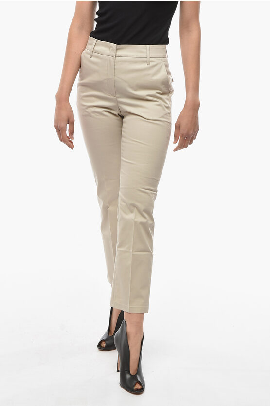 Department 5 Cotton Stratch Flared Trousers In Neutral