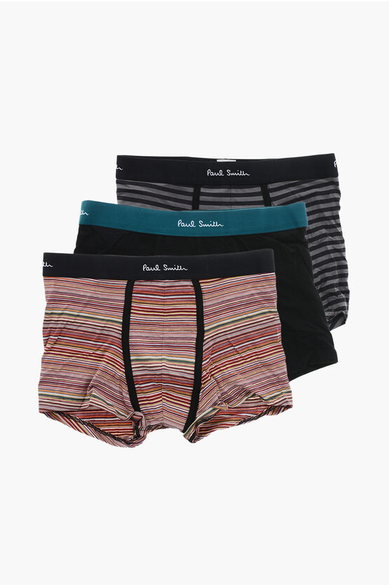 Paul Smith Cotton Stretch 3 Pairs Boxer Set In Multi