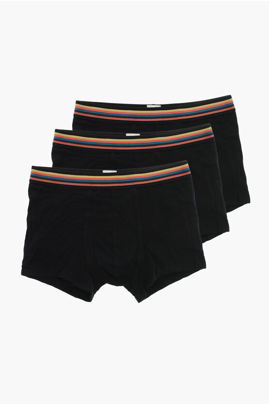 Paul Smith Cotton Stretch 3 Pairs Boxer Set In Black