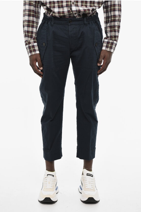 Dsquared2 Cotton Stretch Casual Pants With Embroidery