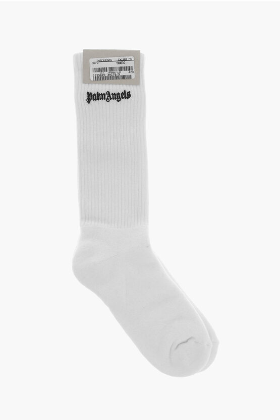 Shop Palm Angels Cotton Stretch Long Socks