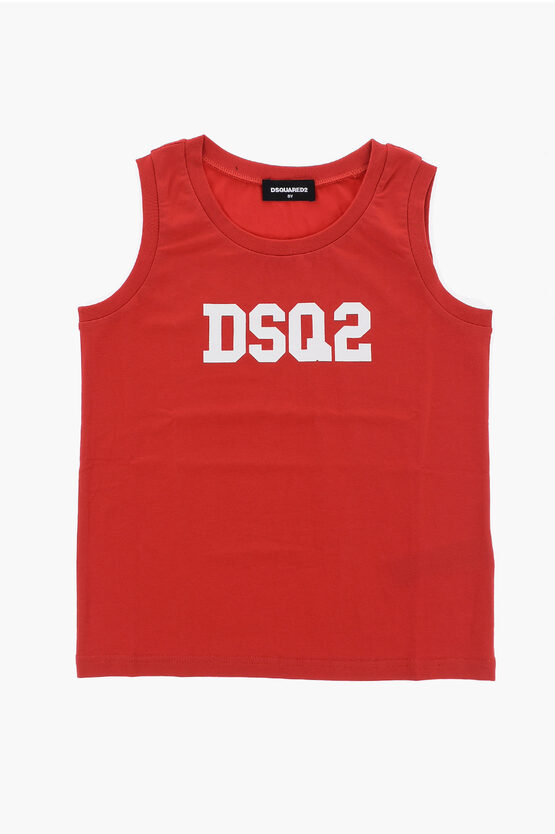 Dsquared2 Cotton Stretch Over Tank Top In Red