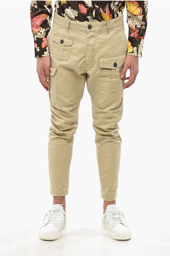 Dsquared2 Cotton Stretch Pants In Green