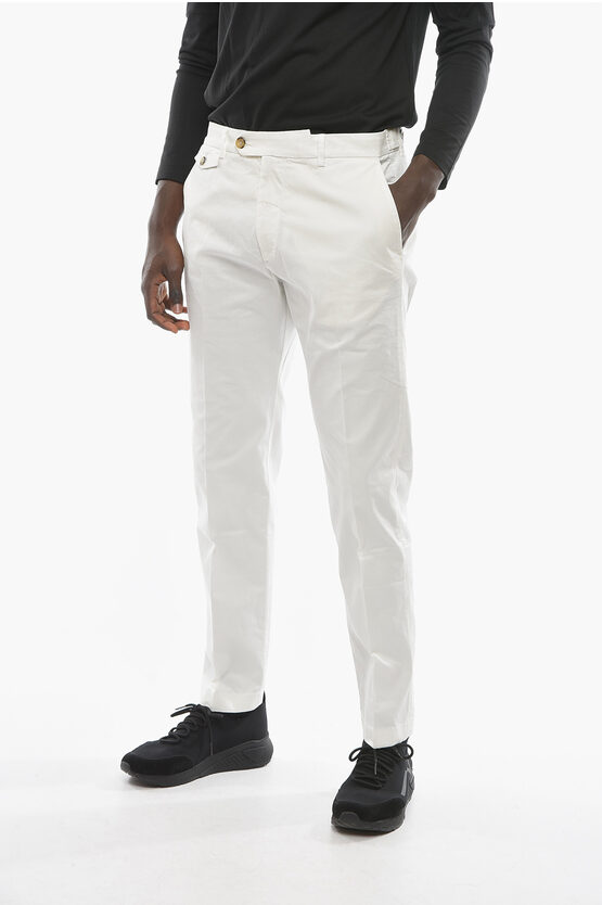 Cruna Cotton Stretch Raval Chino Pants With Belt Loops In White
