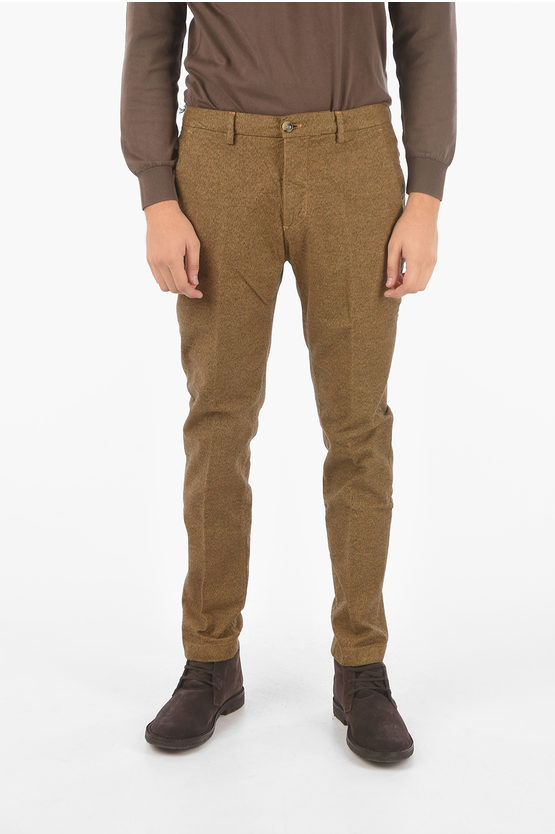 Cruna Cotton Stretch Tapered Fit Marais.l.605 Chino Trousers In Brown