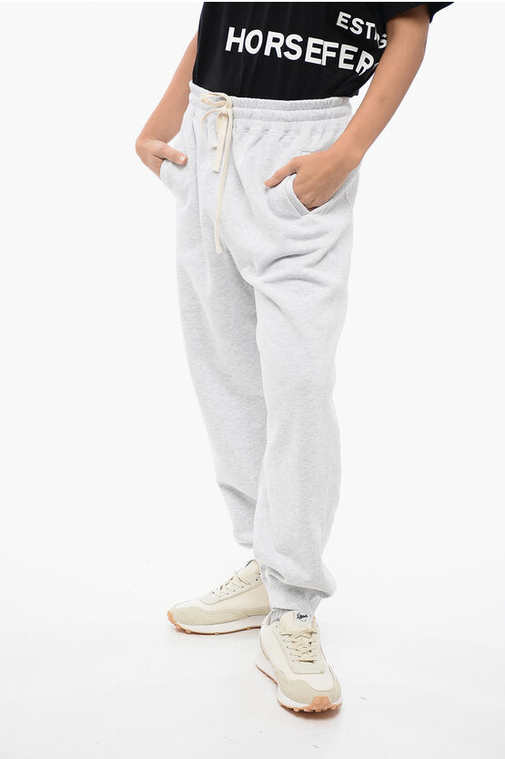 Miu Miu Cotton Sweatpants With Side Ribbed Bands In White