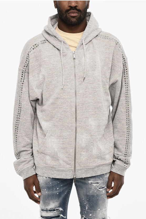 Dsquared2 Cotton Sweatshirt With Side Studs And Zip Closure