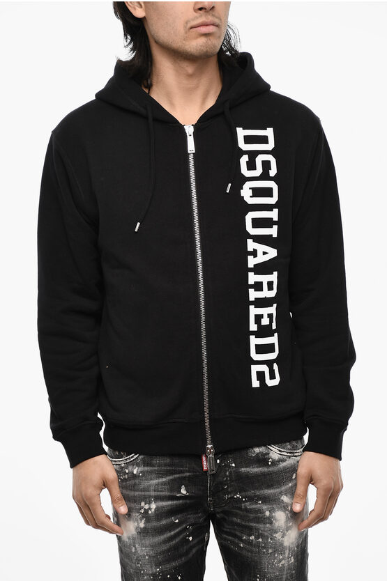 Dsquared2 Cotton Sweatshirt With Zip Closure And Side Logo