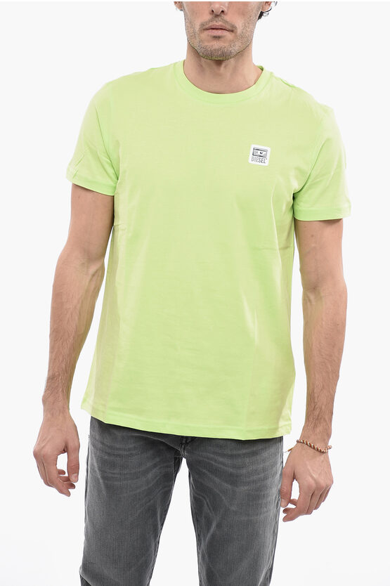 Diesel Cotton T-diegos-k30 Crew-neck T-shirt With Patch Logo In Green