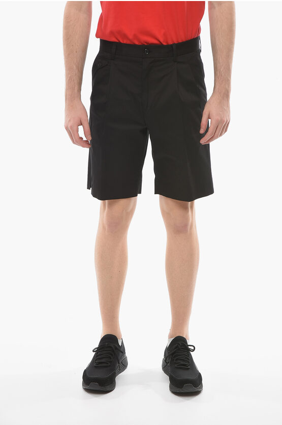 Shop Dolce & Gabbana Cotton Tailored Shorts With Double Pleat