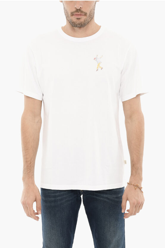 Forét Cotton Terrain Crew-neck T-shirt With Print In Neutral