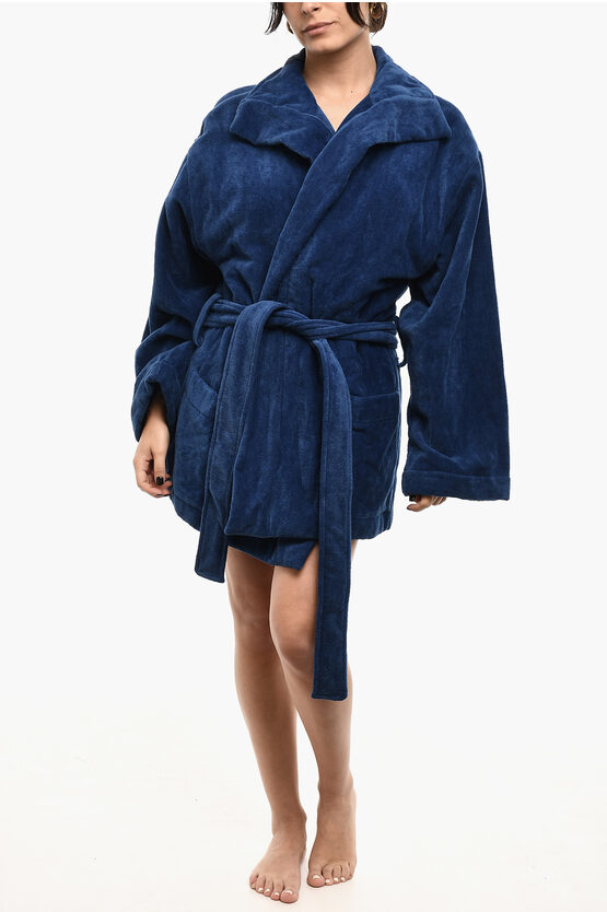 DSQUARED2 COTTON TERRY BEACH BATHROBE WITH EMBROIDERY