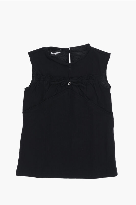 Dsquared2 Cotton Top With D-shaped Charm In Black